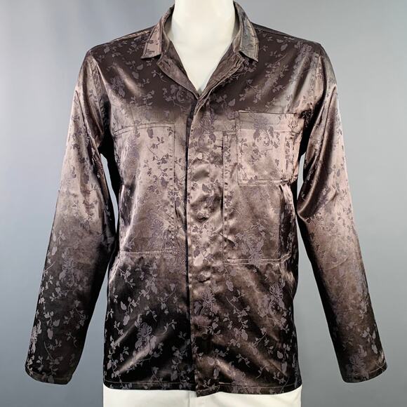 HAIDER ACKERMANN Size L Brown Jacquard Viscose Button Up Long Sleeve Shirt - Picture 1 of 6